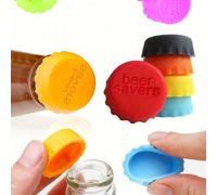 6 pièces de bouchons réutilisables en silicone, convenant pour les bouteilles de bière, de sauce, de boissons gazeuses, de cola et les bouchons de vin Couleur aléatoire/6 pièces,Couleur aléatoire 3 pi