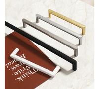 6 pièces de poignées de placard en or brillant, argent, noir et blanc nickel, convenant pour les armoires de cuisine, les tiroirs, les armoires, fabriquées en alliage d'aluminium Noir 160mm,Noir 320mm