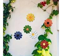 6 pièces Décoration murale en métal coloré en forme de tournesol, ornements décoratifs pour la maison et le jardin, convient pour le salon, la chambre, la salle à manger, le patio extérieur et la clôt