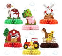 6 pièces Décorations en nid d'abeille sur le thème de la ferme, décor d'arrière-plan pour fête d'anniversaire, ornements en nid d'abeille pour célébration, décor en nid d'abeille pour enterrement de v