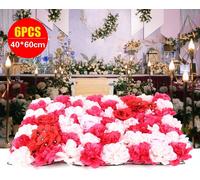 6 pièces DIY Mur fleuri Fleurs artificielles Décoration de mariage Décoration de fête Panneau mural en fleurs de soie pour bureau, cuisine, jardin, décoration murale de fête