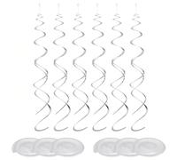 6 pièces d'ornements suspendus en spirale double en PVC argenté en or/or rose/vert/multicolore. Guirlandes en spirale en plastique pour décorations de plafond de fête. Rubans en spirale à double queue