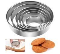 6 Pièces Emporte Piece Rond 5cm/7cm/9cm/10.5cm/13cm/15cm Emporte-Pièce Rond en Acier Inoxydable, Cercle a Patisserie Cookie pour Beignets, Biscuits, Muffins, Tartes aux Fruits, Gâteaux