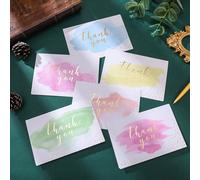 6 pièces Ensemble de cartes de remerciement florales à l'aquarelle élégantes - ornées de feuille d'or, parfait pour exprimer sa gratitude lors de Thanksgiving, Halloween, Noël, remise des diplômes et 
