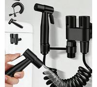 6 pièces Ensemble de pistolet de pulvérisation à main monté au mur, kit de douchette à haute pression comprenant un pistolet de pulvérisation en plastique ABS, un robinet de contrôle double en laiton,