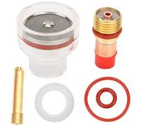 6 Pièces Ensemble Torche Kit pour WP-17/18/26, Accessoires Cup Glass Collet Lens Gas Torch Tig, Collier Protection Fluide Guide Filtre, Équipement Soudage avec Anneau Silicone, Joint Caoutchouc(2.4mm)