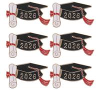6 Pièces Épinglette de Graduation 2026 en Alliage de Zinc | Design Émaillé, Présent Prêt à Offrir, pour Réunions Scolaires et Fêtes, Accessoire Polyvalent, Collection