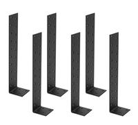 6 Pièces Equerre de Fixation Metal, Ancrages Plat, Supports d'ancrage, Raccord d'angle En acier galvanisé, Equerre 90 degrés en L, Supports d'angle pour Bois, Noir, 200 x 40 x 40 mm