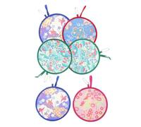6 Pièces Éventail Rond Pliable Portable, Motifs Délicats | Polyester et Armature en Acier, Format Compact, Usage Extérieur, Décoration de Scène, Lot Unique Style Aléatoire