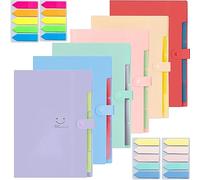 6 Pièces Extensible Classeur Documents avec Etiquettes, A4 Expansion Dossiers De Fichiers 5 Compartiments Organiseur Document avec Fermeture Snap pour l'école et Bureau