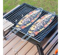 6 pièces Filet à poisson de barbecue détachable, essentiel pour le camping et les pique-niques en plein air. (Une légère vibration pendant le transport est normale) Pince à poisson grillé 1 pièce,Pinc