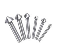 6 Pièces Foret à Fraiser, Fraise à Chanfreiner HSS Foret Conique 90° Fraise à Noyer Forets Fraise à Ébavurer Cylindrique, Outil de Vis pour DIY Bois Métal PVC, 6.3/8.3/10.4/12.4/16.5/20.5mm