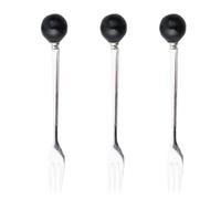 6 Pièces Fourchette à Dessert Mini, Manche Céramique Noir | Prise Confortable, Usage Maison et Pendaison de Crémaillère, pour Crème et Sucre