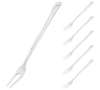 6 Pièces Fourchettes à Fruits en Acier Inoxydable, 2 Dents | Réutilisables, Lavables au Lave-vaisselle, Finition Argentée Lisse, pour Salades, Frites et Planches de Charcuterie