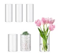 6 Pièces Grands Vases Transparents en 2 Tailles Vases Cylindriques en Plastique Incassable pour Composition Florale, Décoration de Mariage et Salon