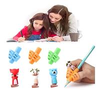 6 Pièces Grips pour Crayon, avec boîte de rangement,Guide Doigt Ergonomiques Aide Écriture Correction de la Posture de Stylo, Poignées Crayons pour Enfant Droitier Gaucher Adulte Besoins- 3 Couleurs
