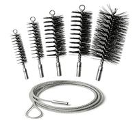 6 Pièces Hérisson Ramonage Acier Inoxydable, 30/50/80/110/150mm Brosses pour Tuyau de Poêle, Kit Ramonage Poele Pellet, Brosses pour Conduit de Poêle, pour Cheminée, 1m Manchon Poignée