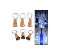 6 Pièces LED Guirlande Lumineuse en Forme de bouchon de liège , Electrosolaire et Etanche avec 20 Lampes pour l'Espace Extérieur 2 m - Blanc