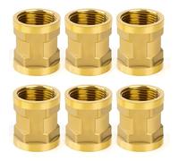 6 Pièces Manchon en Laiton, Femelle 1/2" x 1/2" Raccord de Tuyau Fileté de 33mm de Long, Connecteur de Couplage Hexagonal Adapté pour la Conversion de Raccordement de Tuyau