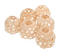 6 Pièces Mini Abat-jour Boule Tissée en Bambou Beige | Léger et Portable, Forme Ronde Unique, Usage Maison, Compatible Décoration, Style Lanterne Chinoise
