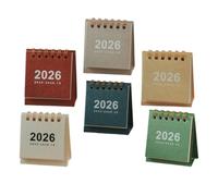 6 Pièces Mini Calendrier de Bureau 2025-2026, Papier Métal, Format | Reliure à Anneaux Métalliques, Design à Rabat, pour Bureau et Étude, Avril 2025 à Décembre 2026
