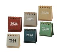 6 Pièces Mini Calendrier de Bureau 2026, Design Minimaliste, à Poser | Feuilles Avril 2025 à Décembre 2026, Reliure Métal et Papier, pour Bureau, Voyage et Étude
