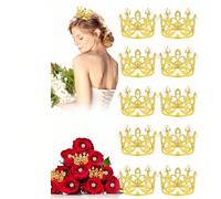6 pièces Mini décorations de gâteau en forme de couronne avec perles, parfaites pour les décorations de fête d'anniversaire, rentrée scolaire, Saint-Valentin Taille Unique,2 pièces,4 pièces,10 pièces,