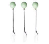 6 Pièces Mini Fourchette en Acier Inoxydable à Manche Céramique | Vert Clair, Prise Confortable, pour Gâteau, Café et Service Sucré