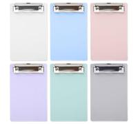 6 Pièces Mini Porte-Bloc A6, Porte-Documents Plastique 18,5 x 12 cm avec Pince Métal, 6 Couleurs pour Bureau Restaurant Bloc-Notes et Mémos