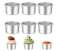 6 Pièces Moule Gateau Rond,9.5x5cm Moules à Pâtisserie en Aluminium Anodisé | Moules à Gâteau Ronds, Adaptés au Four et à la Friteuse à Air, Moule a Layer Cake pour Muffins, Tartelettes et Desserts