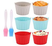 6 Pièces Moule Silicone Muffin Air Fryer, 8,5x5,8cm Moule Muffins Silicone | Moules à Muffins en Silicona avec 2 Petits Pinceaux, Ramequin Air Fryer, Moules Cupcake pour Les Gâteaux,Les Tartelettes