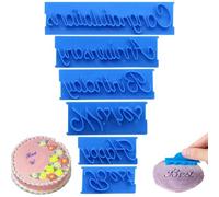 6 Pièces Moules à Gâteau en Silicone, Fondant Silicone Moule, Bonbon Savon Chocolat Biscuit Décoration Moule"Happy Birthday & Best Wishes & Congratulations & Anniversary" pour Décoration de Gâteau