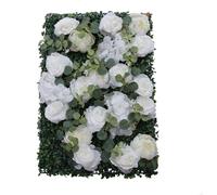 6 pièces mur de fleurs Set mur de roses Panneaux muraux de fleurs artificielles 60x40cm (blanc+vert) pour mariage anniversaire fête de Noël photo accessoires de décoration de fond