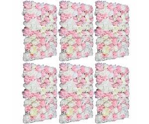 6 pièces mur de roses artificielles avec plaque murale de fleur pour le mariage suspendus ornements décoratifs