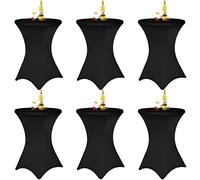 6 pièces Noir Housse pour mange-debout Stehtische, Housse de table pour Ø 70-75 cm mange-debout et tables de Bistro, Nappe extensible avec poches pour pieds pour mariage, fête d'anniversaire, banquet