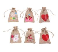 6 Pièces Paquet Présents en Jute Cordon, Lot de Mini Pochettes | Lin Léger et Portable, pour Bonbons, Snacks, Jouets ou Petits Présents