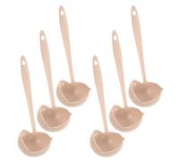 6 Pièces Passoire à Soupe avec Cuillère à Long Manche Cuisine | Plastique Beige, Trous Fins et Réguliers, Bec Verseur Précis, Poignée Conviviale, Surface Lisse Antiadhésive pour Pâtes