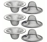 6 pièces Passoire pour évier de salle de bain, passoire d'évier en maille d'acier inoxydable, attrapeur de cheveux pour évier de salle de bain, filtre d'évier, accessoires de salle de bain 6 pièces,1 