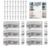 6 Pièces Petit Verrou, 2.5inch Targette de Porte, Petit Loquet Porte | Petits Verrou Coulissant en Acier Inoxydable, Vis Fournies pour Portes, Caisses, Portes en Bois, Niches, Cabanes, Pièces