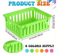 6 pièces Petits paniers de rangement en plastique colorés, boîtes à crayons multifonctions pour la salle de classe, organisateurs de bureau, contenants pour fournitures de maison, école et bureau. Ess