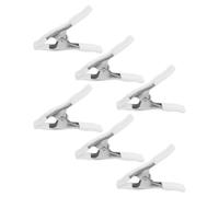 6 Pièces Pince à Ressort Lourde 4 Pouces, A, Nickelée pour Bois | Acier et Pvc, Poignée Gainée pour Plus de Confort, Serrage Multi Angle, Blanc, Usage Atelier