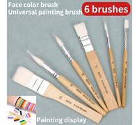 6 pièces Pinceaux de peinture de visage et de corps, pinceaux polyvalents pour peinture acrylique, aquarelle et poudre, avec des soies en nylon doux et un manche en bois. Fournitures scolaires pour la