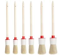 6 pièces Pinceaux en Cire pour Craie Set professionnnels Brosse de Peinture Rond à I’Huile Bois Pinceau Poils Naturel et Manche en Bois pour Meubles Décor Mur Maison Épilation à la Cire Soie