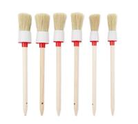 6 Pièces Pinceaux Ronds en Bois pour Peinture et Nettoyage, Pinceaux de 20/25/30mm pour Peinture à la Craie, Cirage de Meubles, et Nettoyage de Voiture, Poils Naturels et Manche Robuste