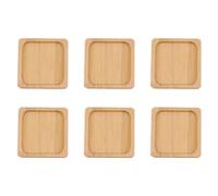 6 Pièces Plateau pour Plantes Succulentes Carré en Bambou | Support pour Pot de Fleurs, Usage Bureau et Chambre, Coloris Kaki, Compatible Plupart des Pots