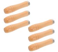 6 Pièces Poignée de Remplacement avec Virole Métallique, 6 MM | Bois de Hêtre et Fer, Prise Lisse Ergonomique, pour Atelier, la Cuisine et Outils Manuels