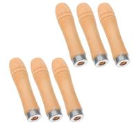 6 Pièces Poignée de Remplacement en Bois, 4,33 Pouces | Hêtre et Fer, Bague Métallique Renforcée, Alésage 6mm, Prise Ergonomique pour Atelier