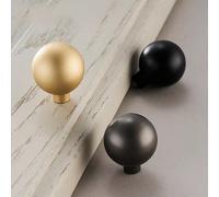 6 pièces Poignées de placard mates anti-empreintes de doigts, boutons de tiroir ronds pleins à trou unique, poignées de garde-robe minimalistes, or noir gris, convenant pour la coiffeuse, la salle de