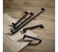 6 pièces Poignées de porte de placard carrées argent-noir, boutons de tiroir en alliage d'aluminium pour cuisine, armoire, meuble, placard à chaussures 96mm,128mm,160mm,192mmAluminium