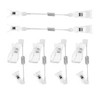 6 Pièces Porte-affiches de Marchandises Clips de Prix | Réglable, Position Fixe Étagère ou Rayonnage, pour Magasins et Supermarchés, Blanc, Acier Inoxydable